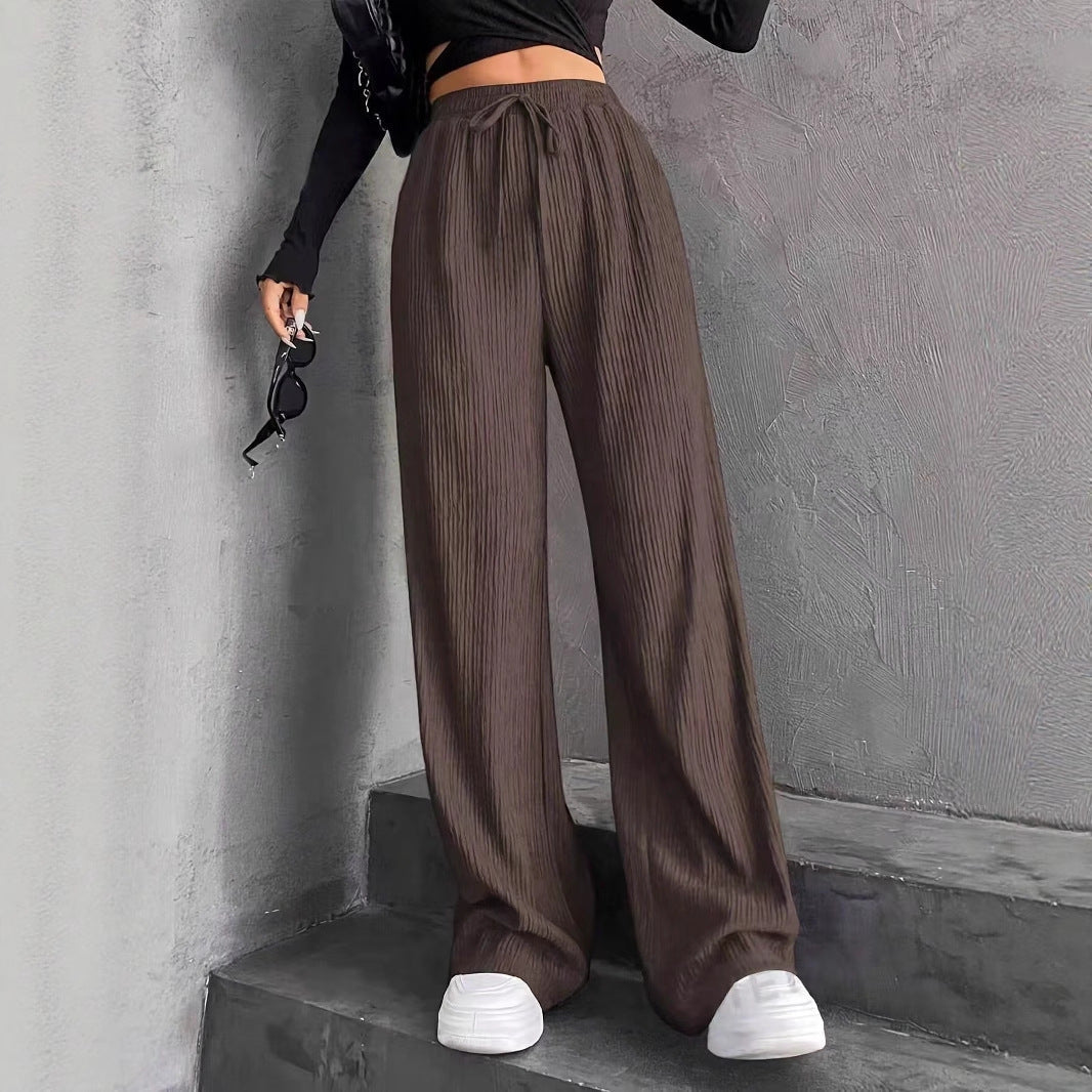 Damen Weit geschnittene Plissee-Hose mit elastischem Bund und praktischen Taschen R&B