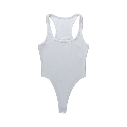 Damen hochgeschnittenes Body aus Rippenjersey mit breiten Trägern R&B