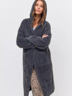 Damen Kapuzen-Strickmantel mit luxuriösem Flauschteil R&B