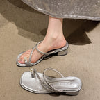 Damen Glamouröse Sandalen mit funkelnden Details und komfortablem Blockabsatz EB