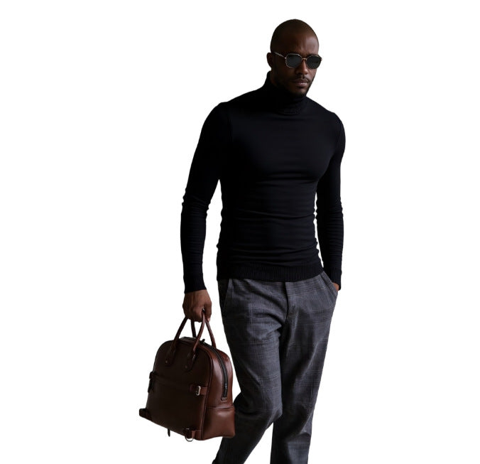 Herren rollkragen pullover mit feiner Struktur R&B