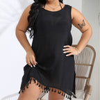 Damen luftiges Strandkleid mit fransigen Details R&B