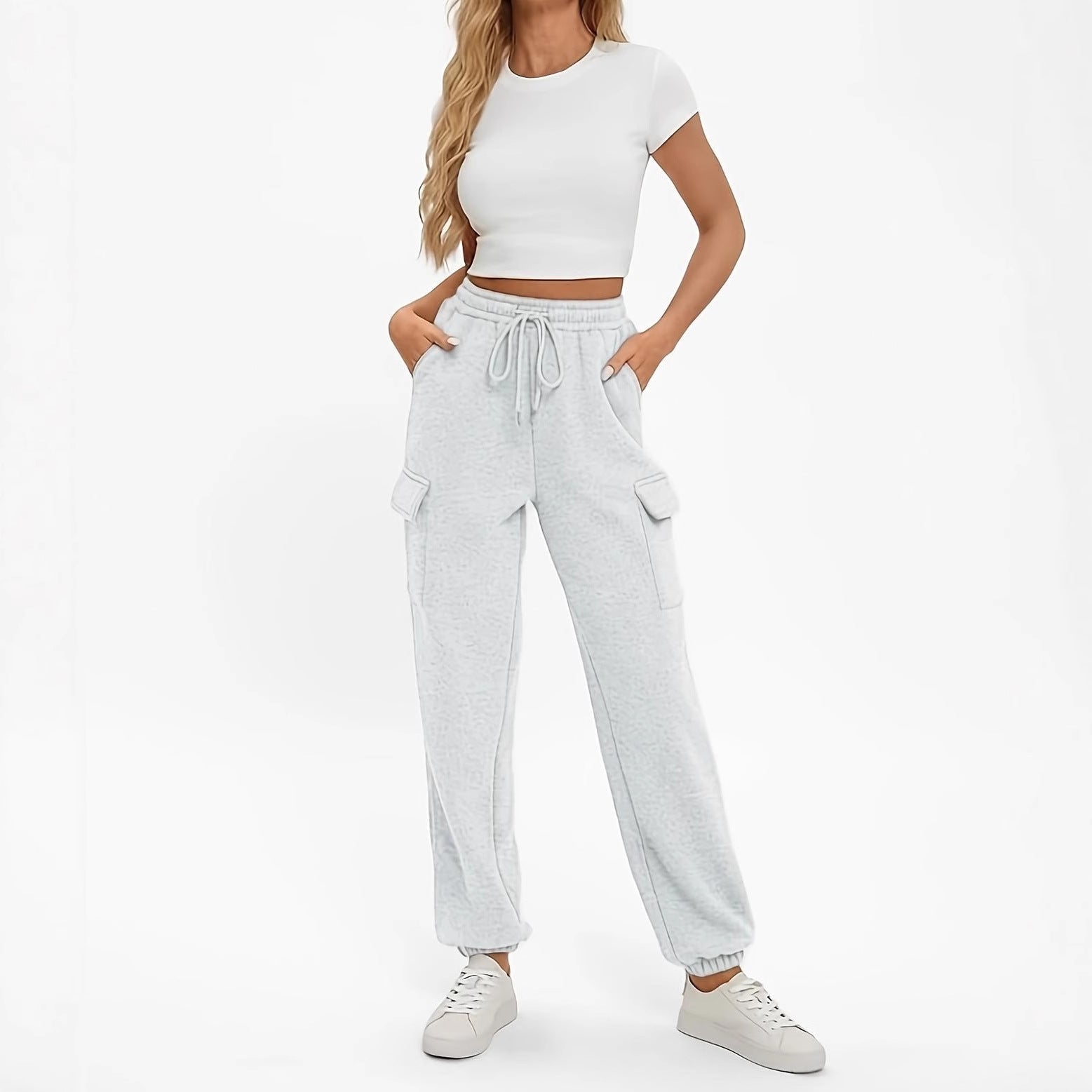 Damen Bequeme Cargo-Hose mit elastischem Bund und praktischen Taschen R&B