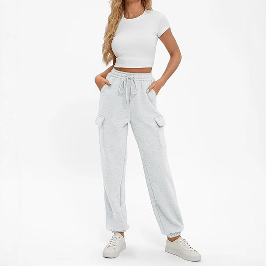 Damen Bequeme Cargo-Hose mit elastischem Bund und praktischen Taschen R&B