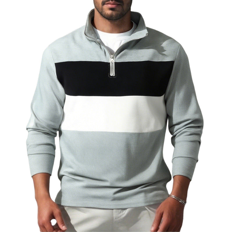 Herren sportlicher Pullover mit Stehkragen und Reißverschluss R&B
