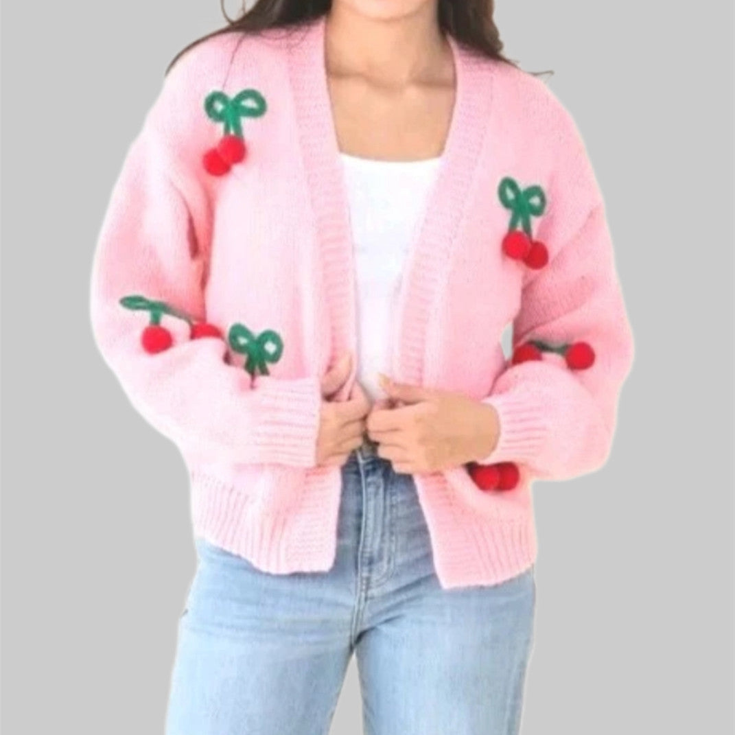 Damen Verspielter Strick-Cardigan mit dekorativen Details