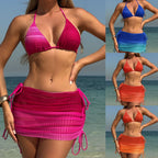 Damen Bikini-Set mit verstellbaren Bändern und lässigem Überrock R&B
