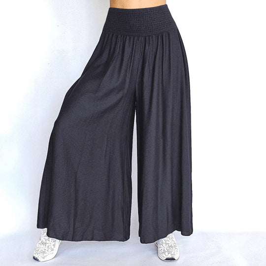 Damen Weite Palazzo-Hose mit elastischem Bund und fließendem Stoff R&B