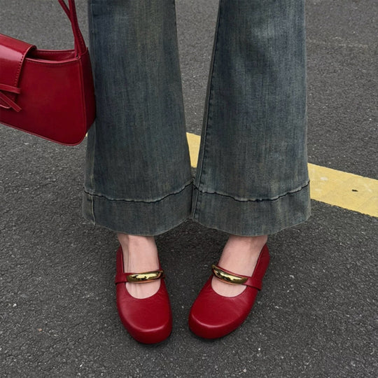 Damen Ballerina-Schuhe mit modischer Schnallenverzierung und pantentlicher Passform R&B