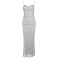 Damen Figurumspielendes Maxikleid mit eleganter Raffungen und Spaghetti-Trägern R&B