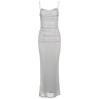 Damen Figurumspielendes Maxikleid mit eleganter Raffungen und Spaghetti-Trägern R&B