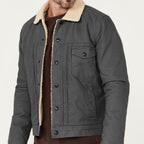 Herren gemusterte Baumwolljacke mit Fleecefutter R&B