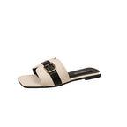 Damen Slide-Sandalen mit modischem Riemendesign und glänzendem Schnallenakzent R&B