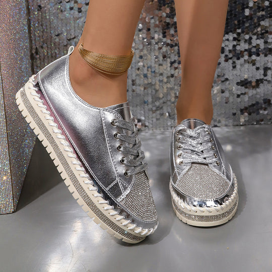 Damen Glamouröse Sneaker mit funkelndem Strass und trendiger Profilsohle R&B