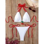 Damen Triangle-Bikini mit verspielten Krawatten und fruchtigen Details R&B