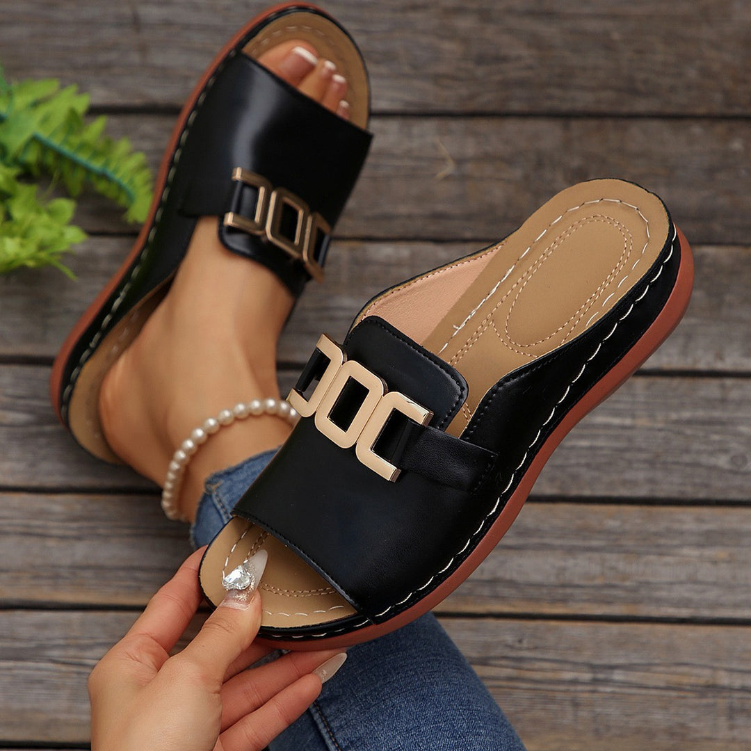 Damen modische Slide-Sandalen mit eleganter Schlaufenverzierung R&B