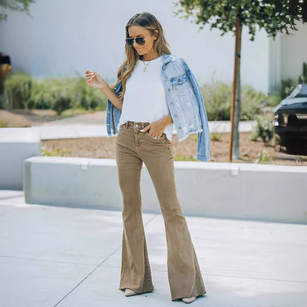 Damen Hoch geschnittene Bootcut Jeans R&B