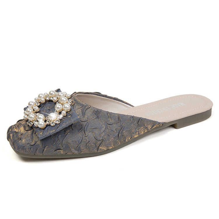 Damen elegante Mules mit Schmuckdetails R&B