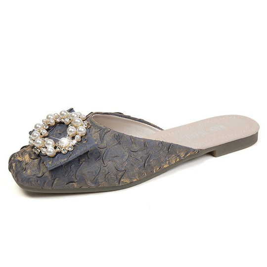 Damen elegante Mules mit Schmuckdetails R&B