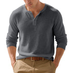 Herren langärmliges Henley-Shirt aus hochwertigem Baumwollmix mit modischen Knopfdetails R&B