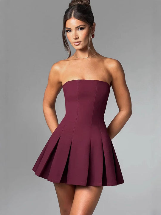 Damen Bandeau-Hochzeitskleid mit voluminösem Rock und figurschmeichelndem Schnitt R&B