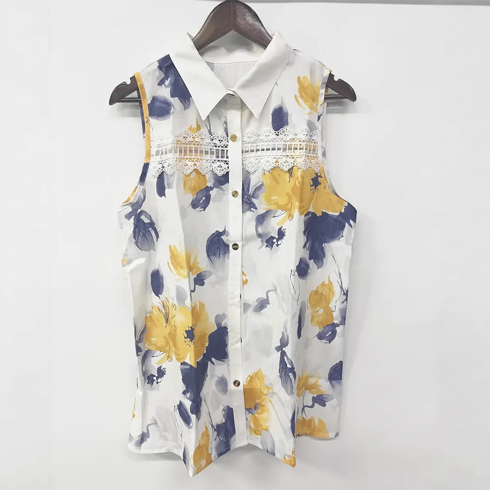 Damen Blusenshirt mit femininen Blumenmustern und feinen Spitzenakzenten Heidi-Mode