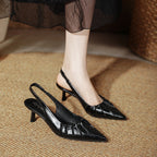 Damen Slingback-Pumps mit feinem Falten-Design