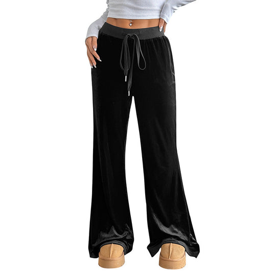 Damen bequem geschnittene Lounge-Hose aus weichem Samt R&B