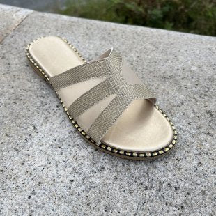 Damen elegante Riemchensandalen mit dekorativen Textilriemen R&B