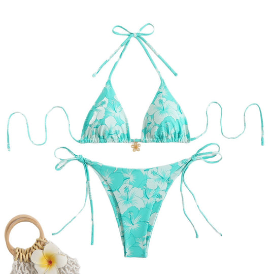 Damen Triangel-Bikini mit zierlichen Blumendetails R&B