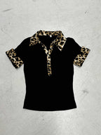 Damen Poloshirt mit Leopardenmuster-Details R&B