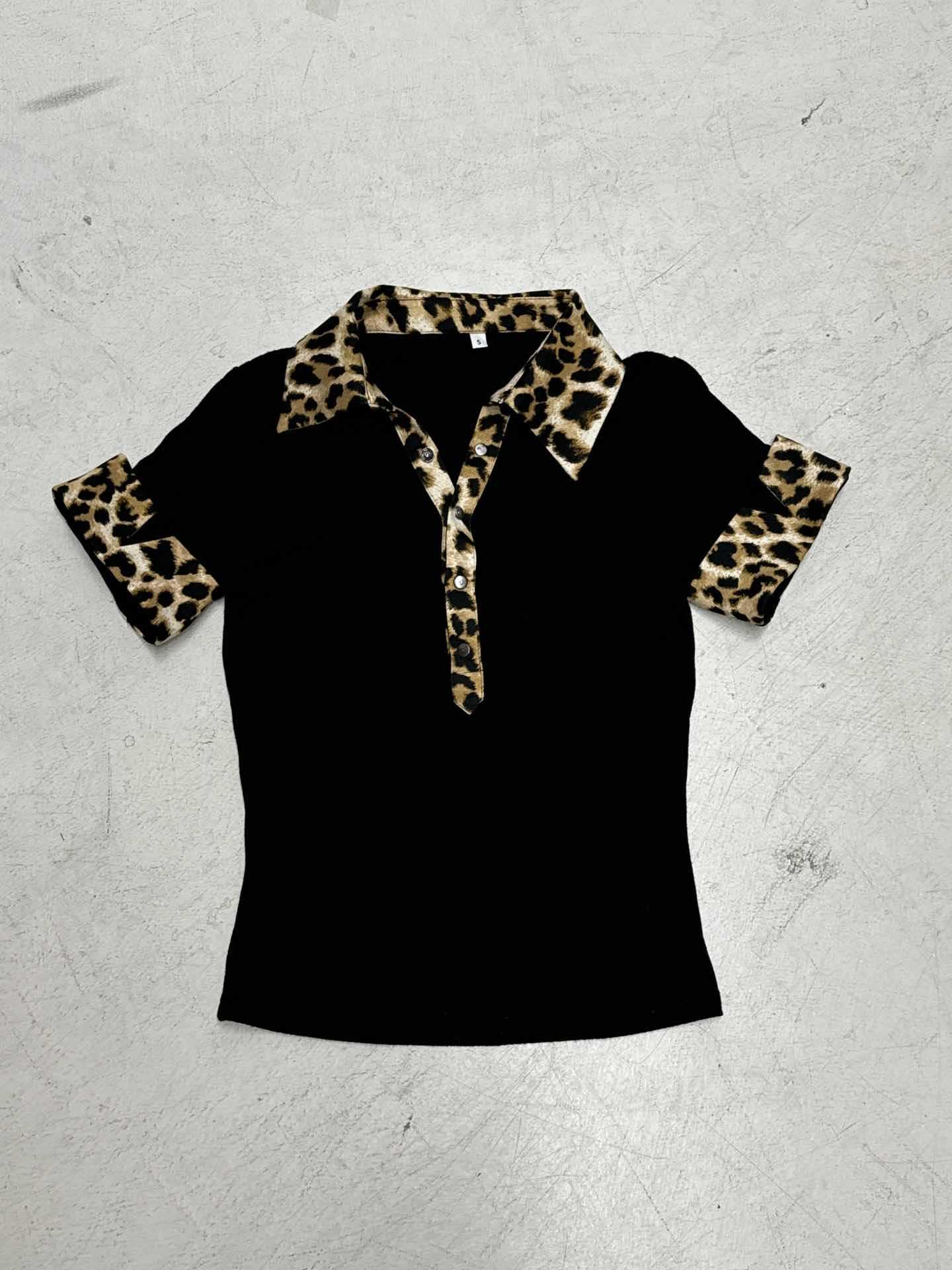 Damen Poloshirt mit Leopardenmuster-Details R&B