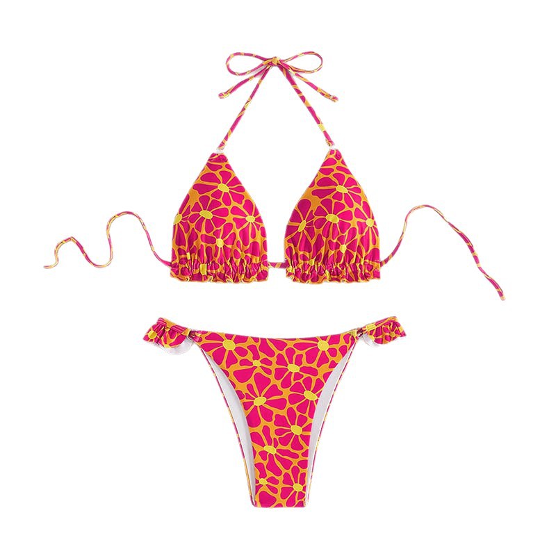 Damen Triangel-Bikini mit verstellbaren Trägern und Rüschendetails R&B