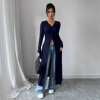 Damen Langarm-Knöpfen Cardigan R&B