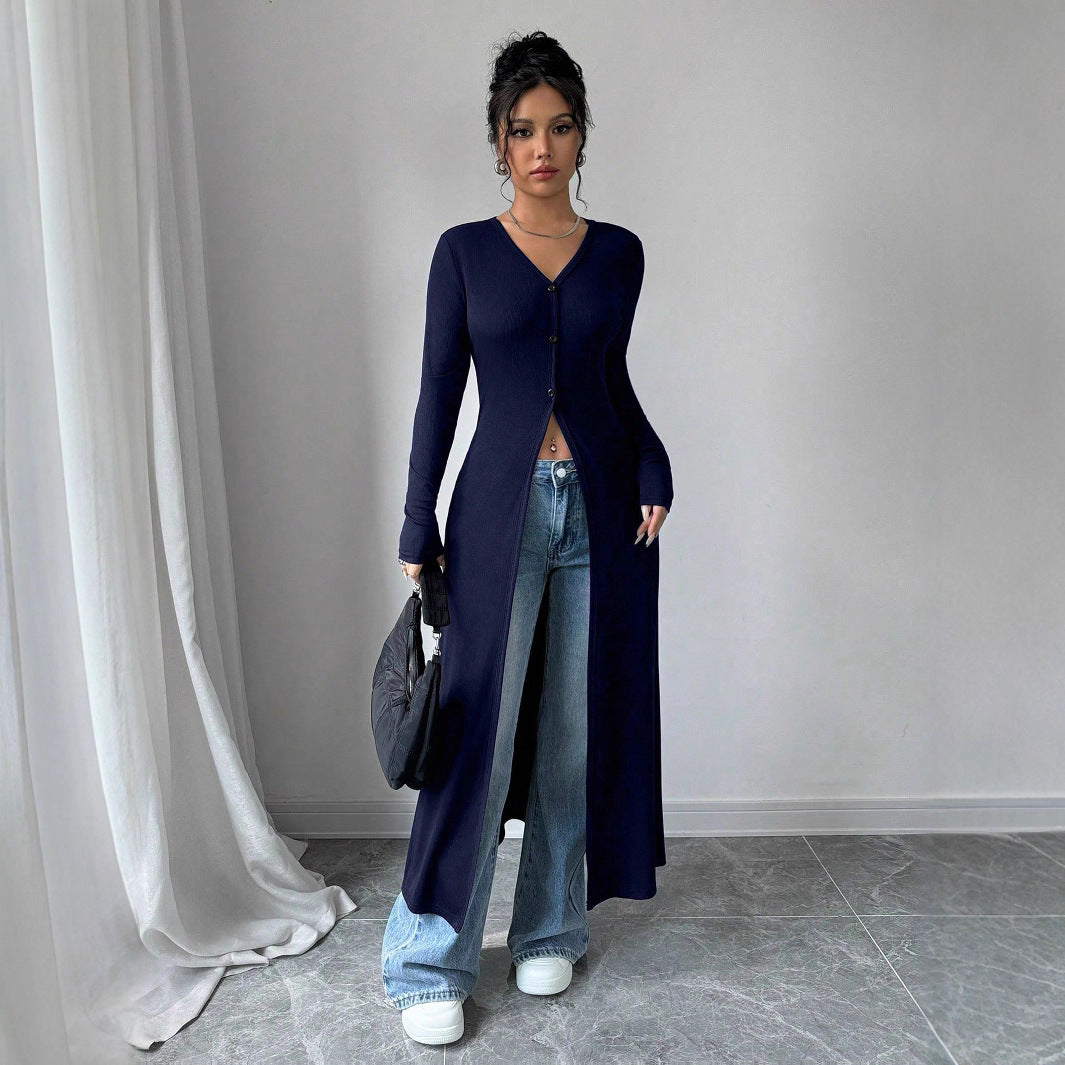 Damen Langarm-Knöpfen Cardigan R&B