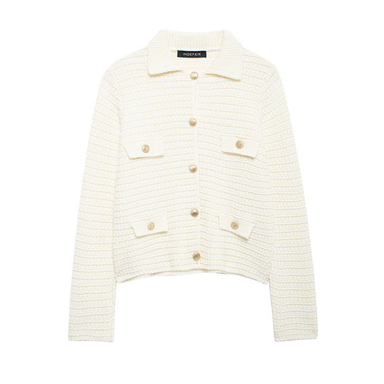 Damen Kurze Strickjacke mit Knopfdetails und aufgesetzten Taschen R&B
