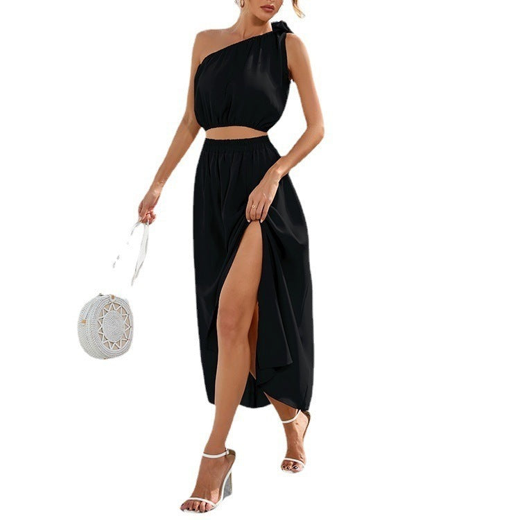 Damen Wickelkleid mit asymmetrischem Ausschnitt und Schwungvollem Saum R&B