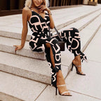 Damen Modischer Jumpsuit mit grafischem Design und figurbetontem Schnitt
