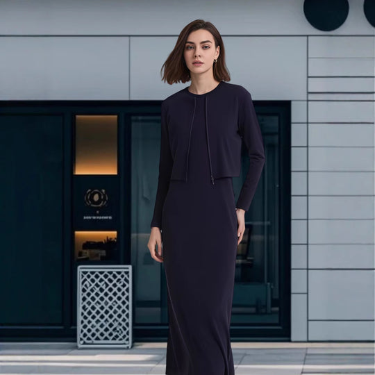 Damen Modisches Maxikleid mit eleganter Silhouette und Langarm R&B