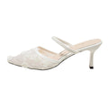 Damen Verführerische Slingback-Pumps mit floralem Spitzen-Obermaterial und elegantem Absatz