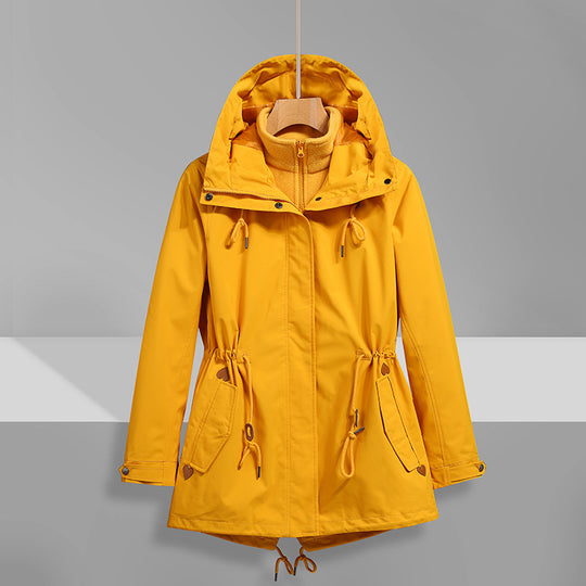 Damen wasserfeste Übergangsjacke mit verstellbarem Kapuzensystem und praktischen Taschen R&B