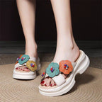 Damen Plateau-Pantoletten mit floralem Design und komfortabler Sohle
