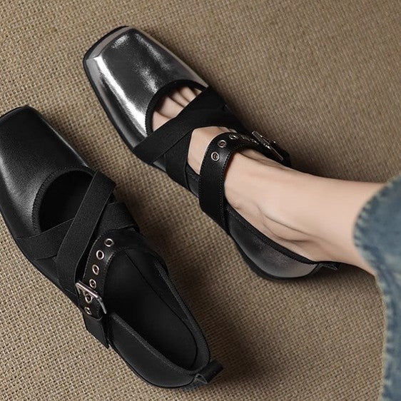 Damen Komfortable Ballerinas mit elastischen Riemen