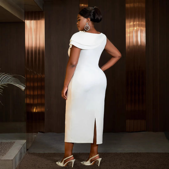 Damen figurbetontes Abendkleid mit 3D-Blumenapplikation R&B
