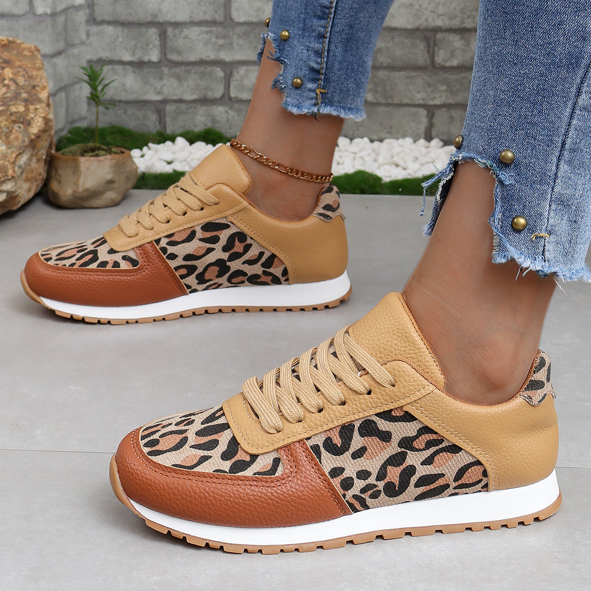 Damen Sneaker mit tierischem Print und atmungsaktivem Obermaterial R&B