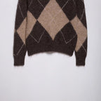 Damen lässiger Strickpullover mit modernem Rauten-Muster R&B