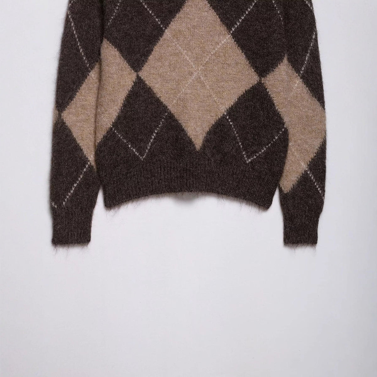Damen lässiger Strickpullover mit modernem Rauten-Muster R&B