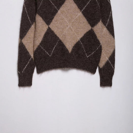 Damen lässiger Strickpullover mit modernem Rauten-Muster R&B