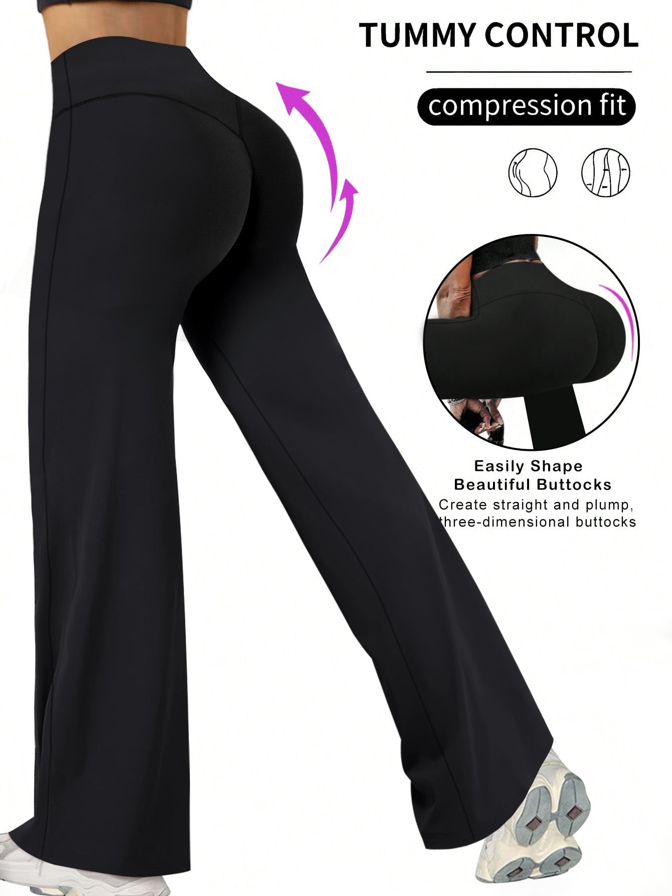 Damen Kompressionshose mit hoher Taille und Tummy Control R&B