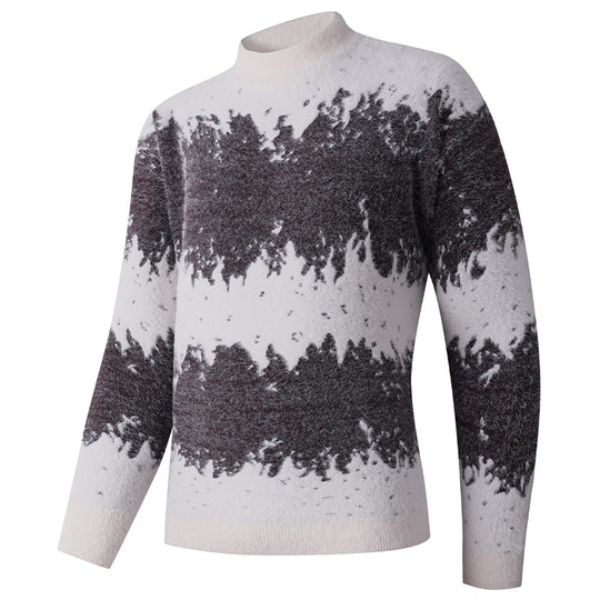 Damen kreativer Strickpullover mit hohem Kragen und einzigartigem Muster R&B